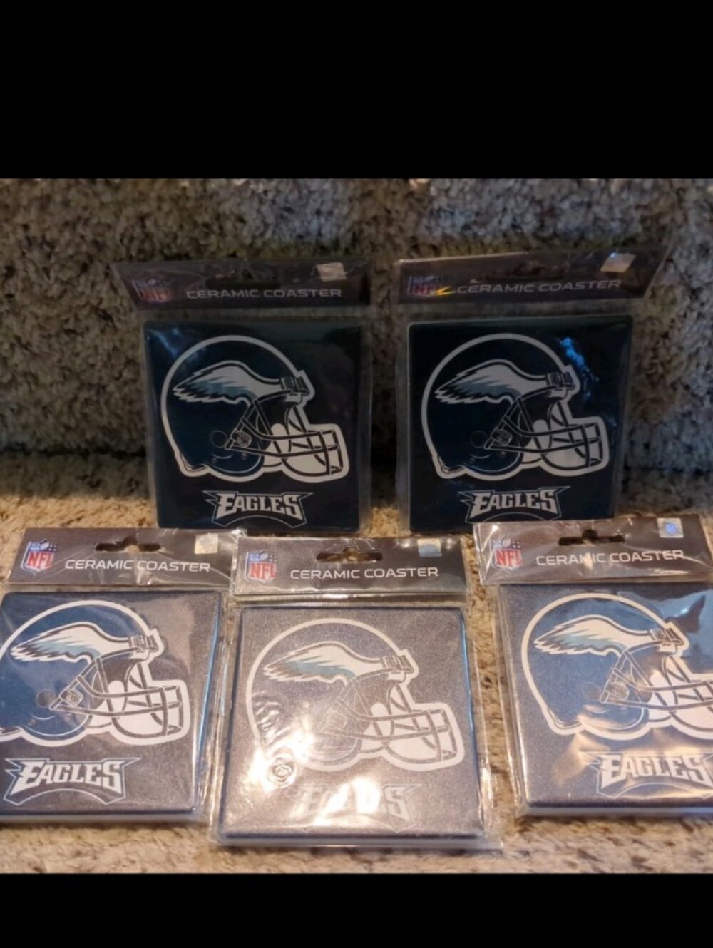 NFL Philadelphia Eagles Ceramic Coaster Set - Green and White